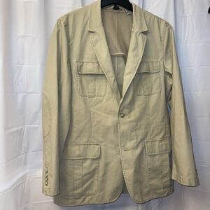 LL Bean Jacket Men 44 Tall Field Safari Chore Coat Blazer Presentation Elbow Pad